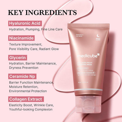 Medicube firming collagen night mask 75ml for smoother, plumper, and more radiant-looking skin