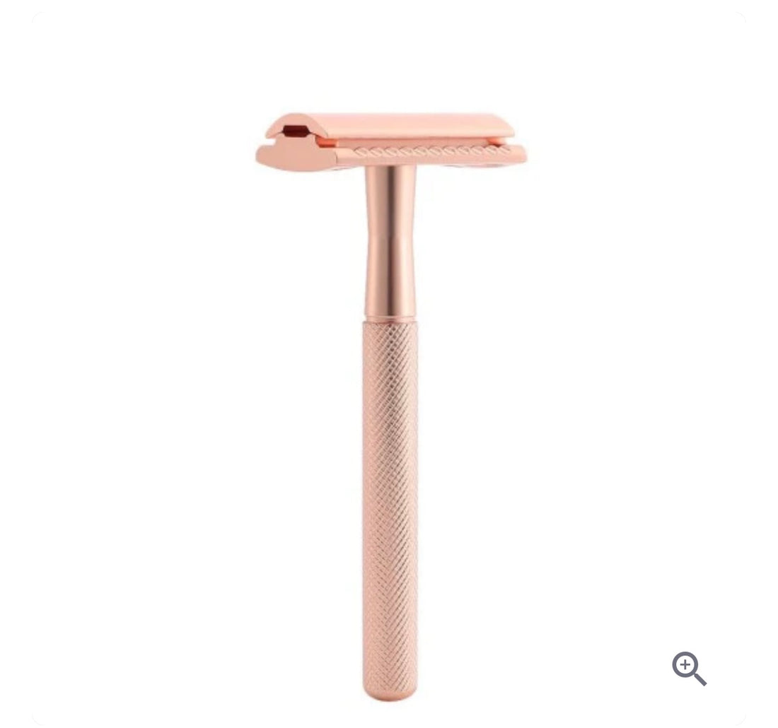 Close-up of safety razor blade for clean and safe shaving