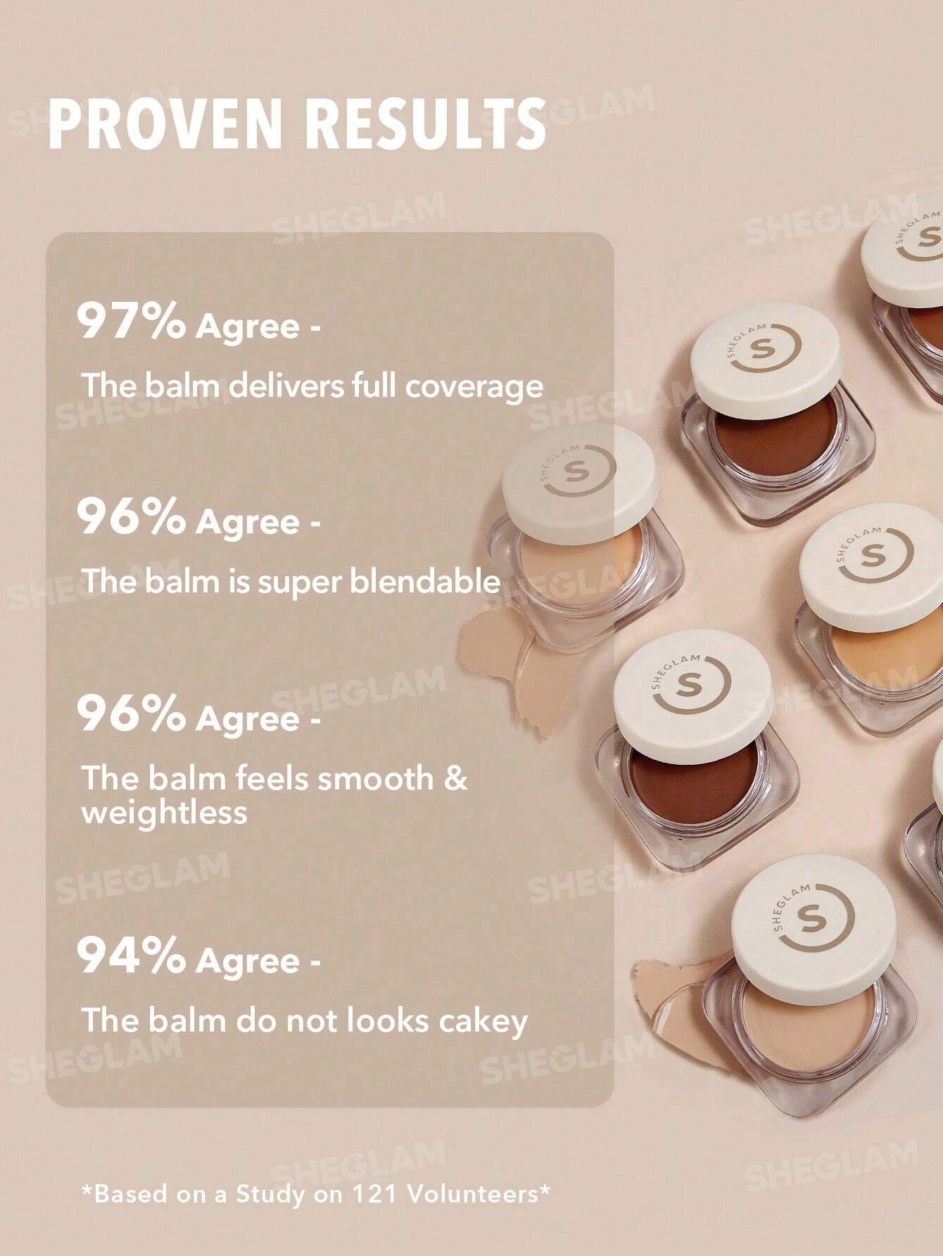Before and after results using Sheglam full coverage foundation balm
